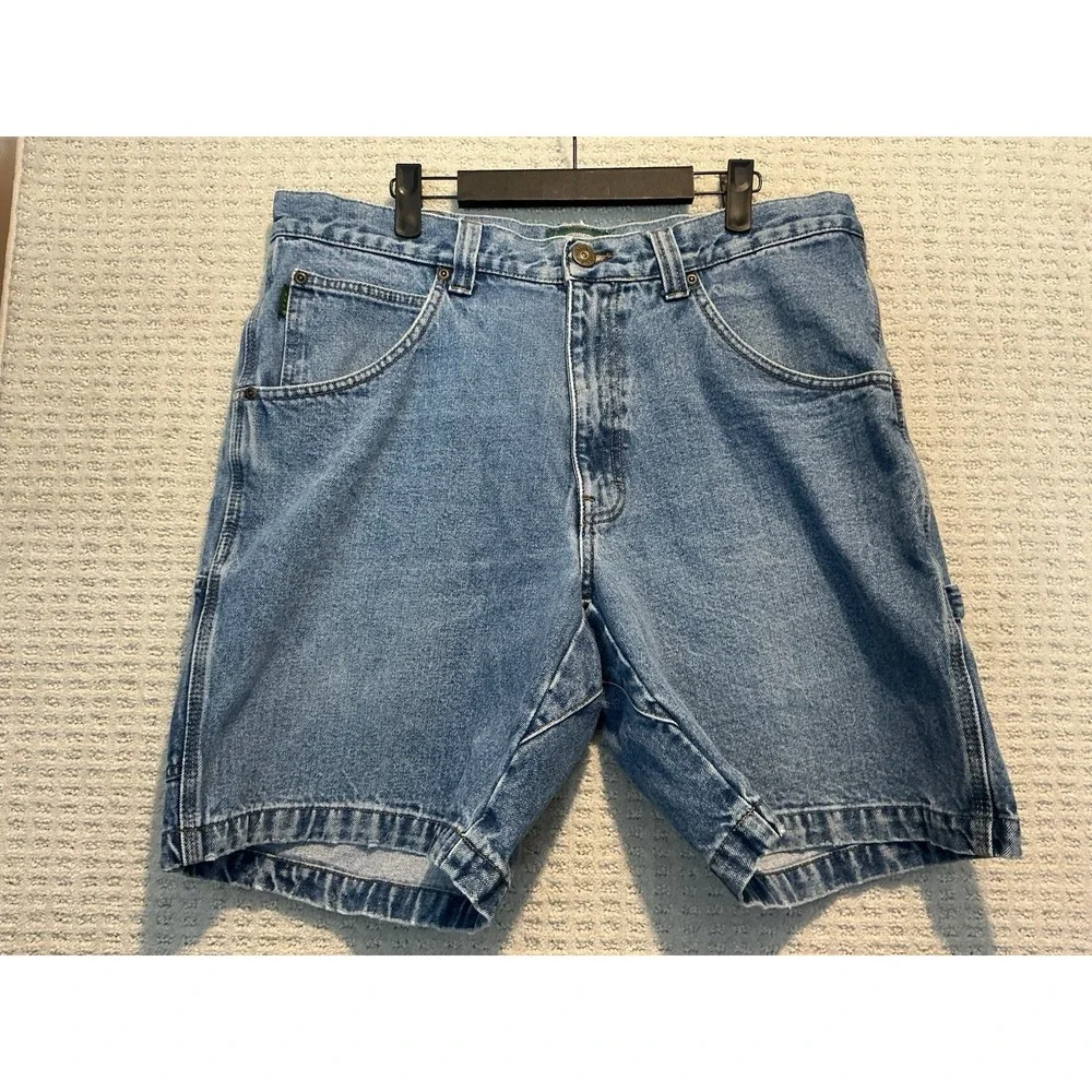 Cabelas Denim Carpenter Shorts 36 Blue Med Wash Vtg